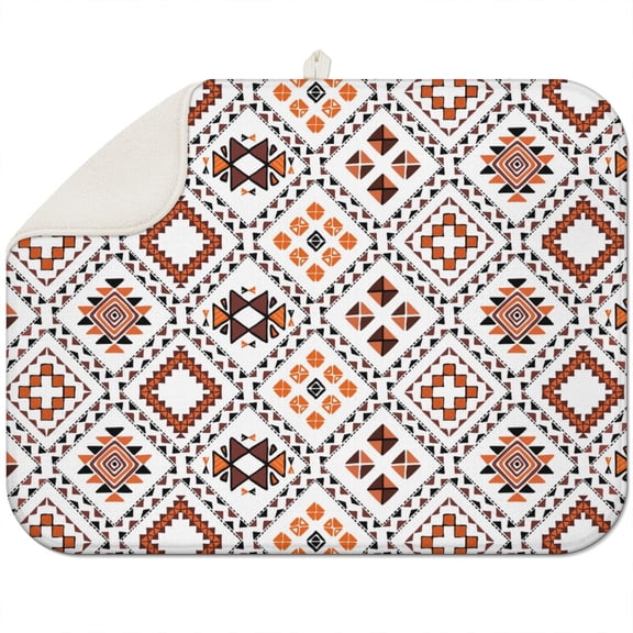 Boho floral dish drying mat 18x24 Inch made of soft microfiber, super absorbent and washable, perfect for kitchen counters and coffee bars