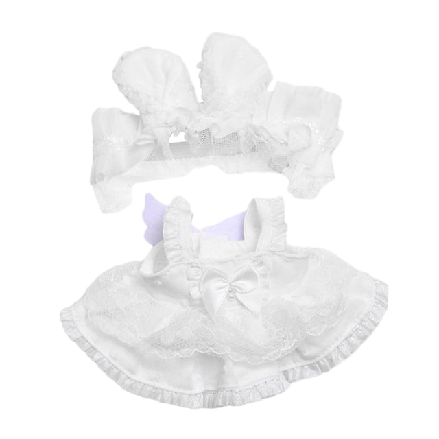 Vestido de Encaje para Muñecas CUTICAT con Diadema de Orejas de Conejo 17cm