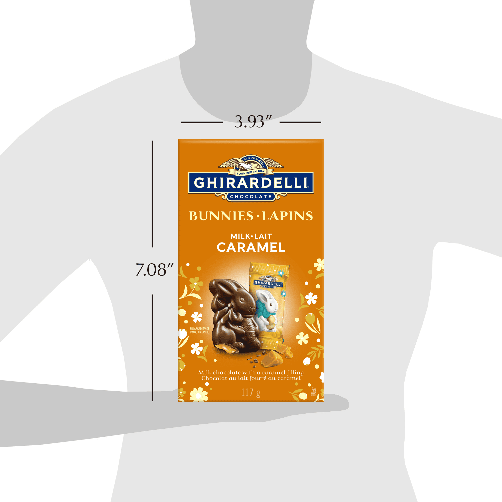 Sachet de lapins de Pâques en chocolat au lait Caramel GHIRARDELLI, 117g