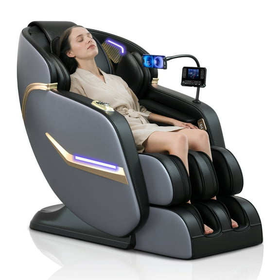 KOLLECKTIV 2025 Massage Chair 4D Full Body, Zero Gravity, SL Track, AI Voice, Heating, Foot Rollers, Black and Gold