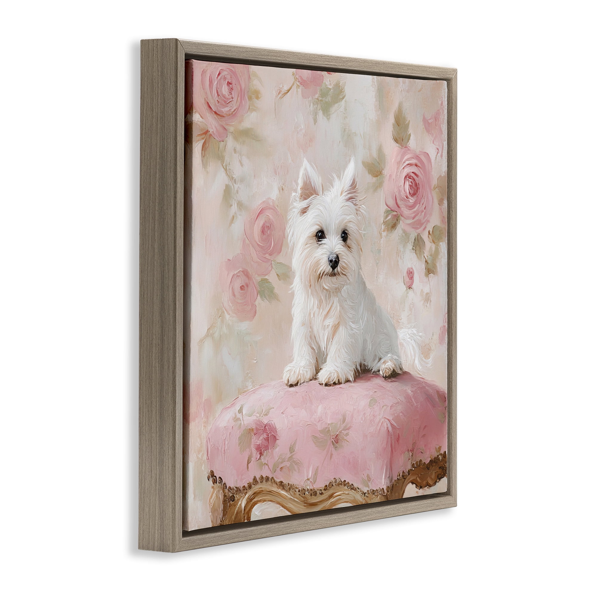 Stupell Industries Fancy Francesca Puppy Brown Framed Floater Canvas Wall Art, design by Tina LeCour