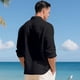 thumbnail image 5 of pstuiky camisas de manga larga para hombre, Camisa tipo cárdigan de manga larga con botones y bolsillos informales de color liso para hombre top de hombre m, 5 of 7