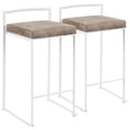 thumbnail image 6 of Fuji Contemporary Stackable Counter Stool In White With Light Grey Cowboy Fabric Cushion - Set Of 2, 6 of 6