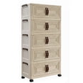 thumbnail image 1 of Intexca Armoire de Rangement Pliable à 5 Niveaux avec Portes et Roues, Organisateur Vertical Empilable en Plastique, Armoire de Rangement Modulaire Sans Outils, Beige,, 1 of 5