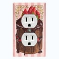 thumbnail image 1 of Metal Light Switch Plate Cover Elegant Strawberry Cake Striped Wallpaper Pink CAK054, 1 of 13