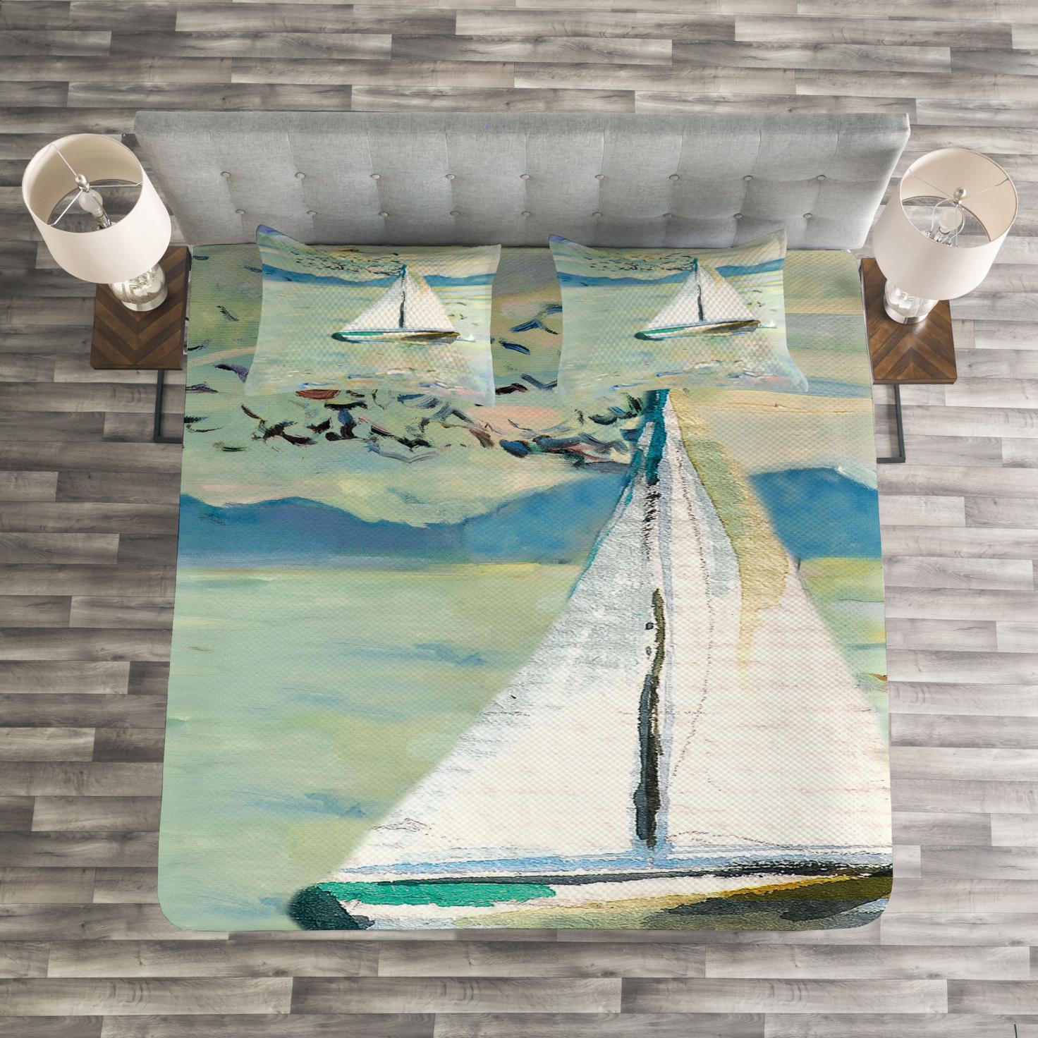 Bedding Boat Mast Sailing Duvet Cover Set Ship River Waterway Queen