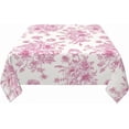 thumbnail image 3 of Pink Floral Tablecloth Square 54 x 54 Inch Chinoiserie Flowers Table Cloth Polyester Fabric Vintage Farmhouse Spring Summer Table Cover for Kitchen Party Dining Picnic Outdoor Decor, 3 of 6