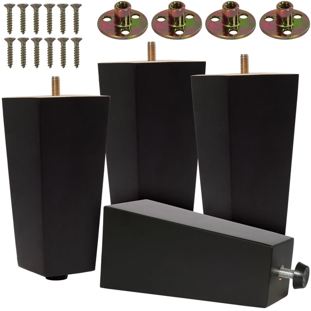 Codin (5 tamaños: 3""-4""-5""-6"-8"" Juego de 4 patas de madera para muebles - Patas cuadradas para sofá - Patas de repuesto modernas marrones de mediados de siglo para sillón reclinable, mesa de café
