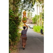 Woman carrying offering to temple, Pejeng Kaja, Tampaksiring, Bali, Indonesia Poster Print by Panoramic Images (24 x 36)