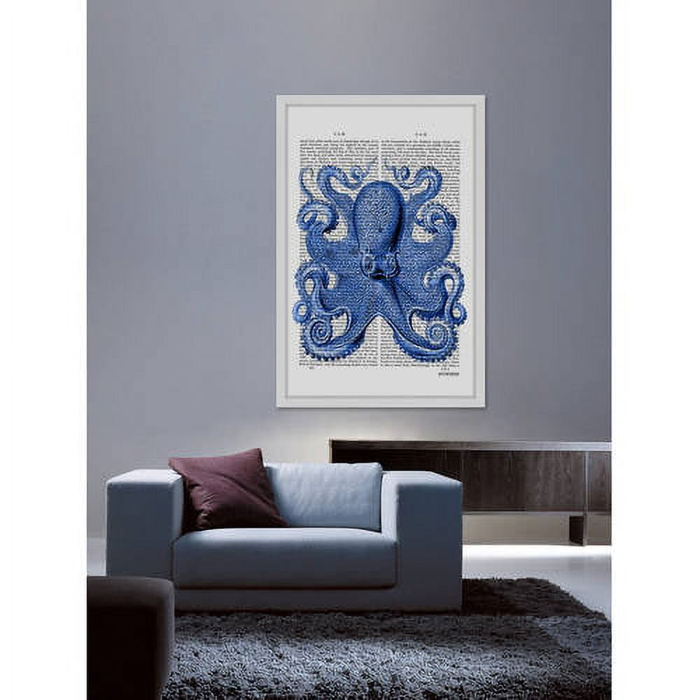 Marmont Hill "Vintage Blue Octopus 1" Framed Painting Print