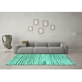thumbnail image 3 of Ahgly Company Machine Washable Indoor Rectangle Solid Turquoise Blue Modern Area Rugs, 8' x 12', 3 of 4