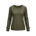 thumbnail image 4 of TEAJOPSUU Women's Pullover Sweatshirts Striped Long Sleeve Crew Neck Sweaters Fall Winter Soft Casual Clothes Loose Fit Olive Green, 4 of 7