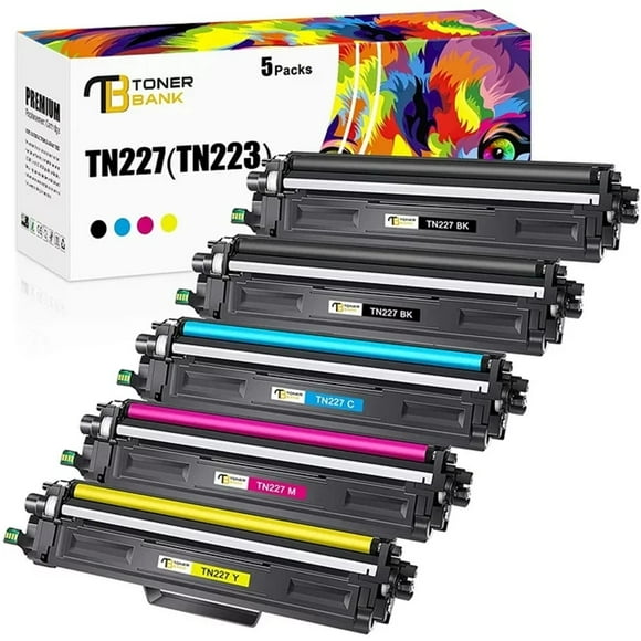 Toner TN227 Bank Cartouche de Toner Compatible pour Brother TN227 TN223 TN227BK TN-227BK/C/M/Y pour MFC-L3770CDW HL-L3290CDW HL-L3270CDW HL-L3210CW HL-L3230CDW MFC-L3750CDW MFC-L3700 (5L10)