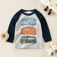 thumbnail image 2 of Gerichy Toddler Boys Casual Long Sleeve Crewneck Bus T-Shirt Cotton Basic Tops Car Shirt 2T-10T, 2 of 6