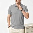thumbnail image 2 of KLHDSF Men's Polo Shirts 3 Buttons Casual Work T-Shirts Quick Dry Short Sleeve Golf Shirt Pique Jersey Outdoor Performance Top Gray S, 2 of 8
