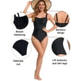 thumbnail image 3 of PPCHVOY Retro One Piece Swimsuit for Women Tummy Control Ruched Slimming Swimsuits with Adjustable Straps Vintage Front Push Up Halter Bathing Suit Modest Full Coverage Swimwear, 3 of 7