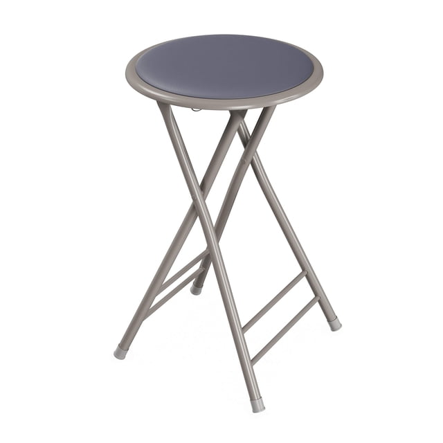 Lavish Home Folding Stool - Backless 24-Inch Stool with 225lb Capacity for Kitchen or Rec Room - Portable Indoor Counter Bar Stools (Gray)