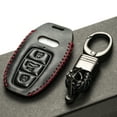 thumbnail image 5 of Vitodeco Leather Smart Key Fob Case Cover Holder Protector Compatible with Audi (4-Button, Black/Red), 5 of 6