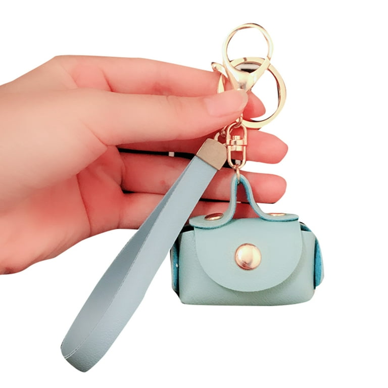 Cute Mini Keychains PU Simulation Bag Coin Purse Ornament Mini Keychain For Backpack Sky Blue