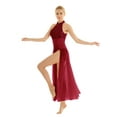 thumbnail image 3 of iEFiEL Women Adult Halter Sequined Lyrical Ballet Dance Dress with Built-in Leotard, 3 of 7