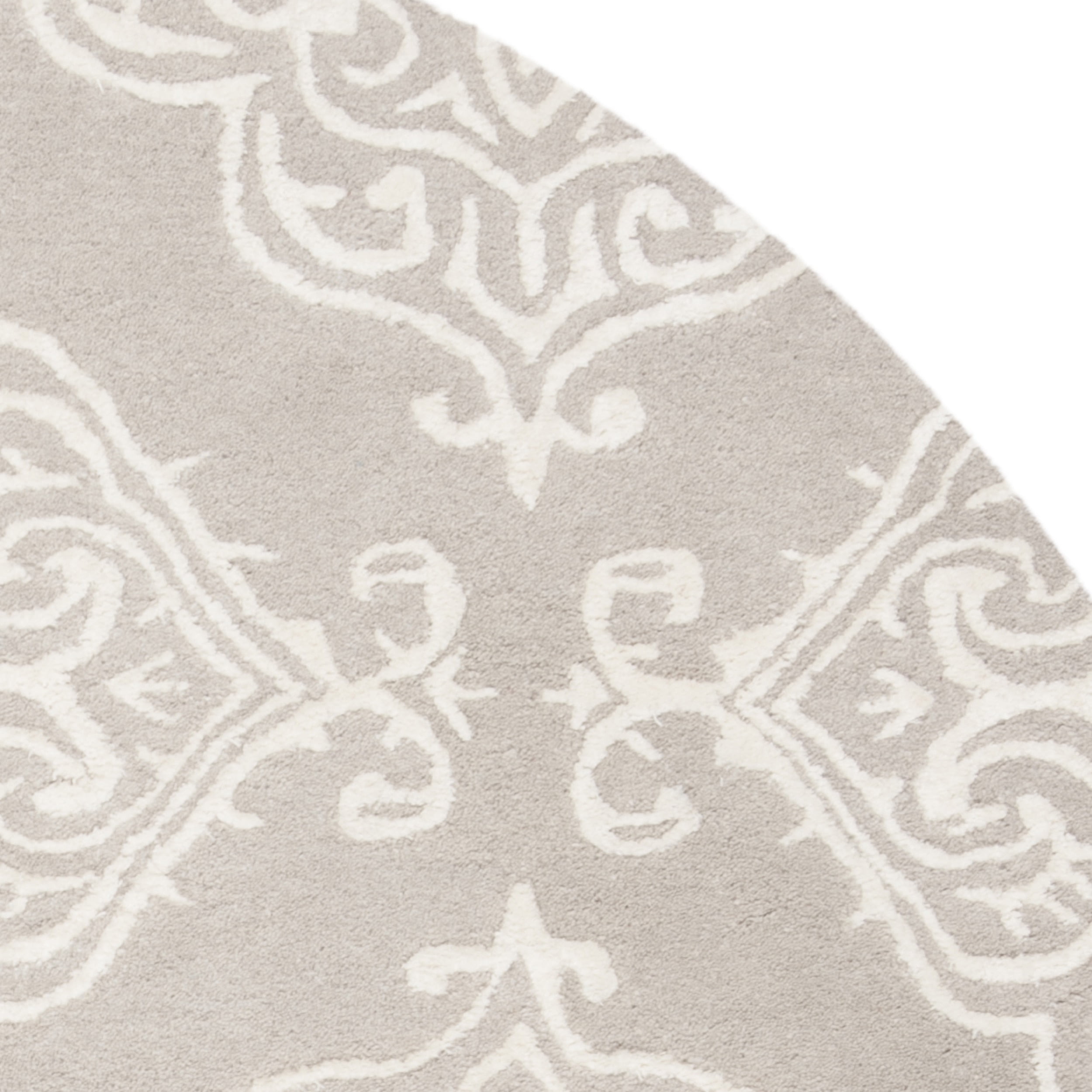 SAFAVIEH Glamour Georgene Damask Area Rug, Silver/Ivory, 6' x 6' Round