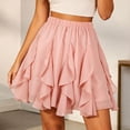 thumbnail image 2 of Unir Women Multi-Layer Ruffle Tiered Flowy Mini Chiffon Skirt Elastic High Waist Pleated Summer Beach Casual Bottom 1PC S-XXL Plus Size Friendly, 2 of 4