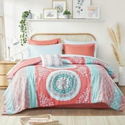 Intelligent Design Full Size Comforter Set, 9-Piece Bed in a Bag Full, Coral Bedding Sets with Sheets, Bed Skirt