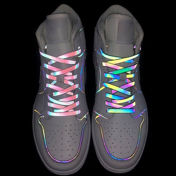 LOLIPPYY 2Pairs White Fluorescent Shoelaces Flat Shoe Tie for Sneakers Boots and Casual Footwear