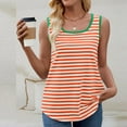 thumbnail image 4 of GERsome Women's Tank Tops Sleeveless Square Neck Loose Fit Basic Tee Casual Striped Summer T-Shirt Curved Hem S-2XL, 4 of 9