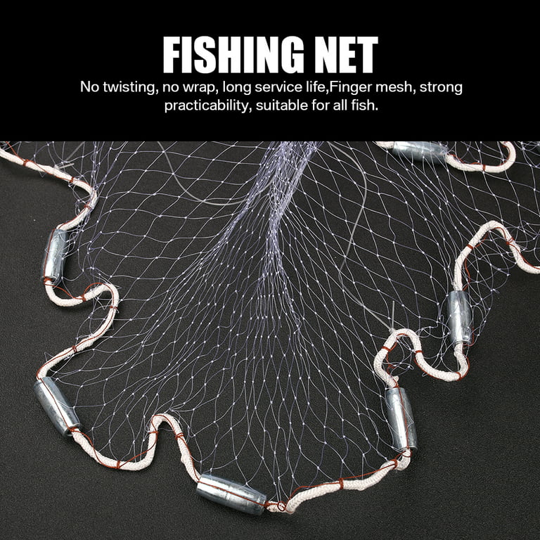 Cast Net Fishing Mesh Saltwater Bait Drawstring Catch Fishing Net,  4ft/6ft/8ft Radius