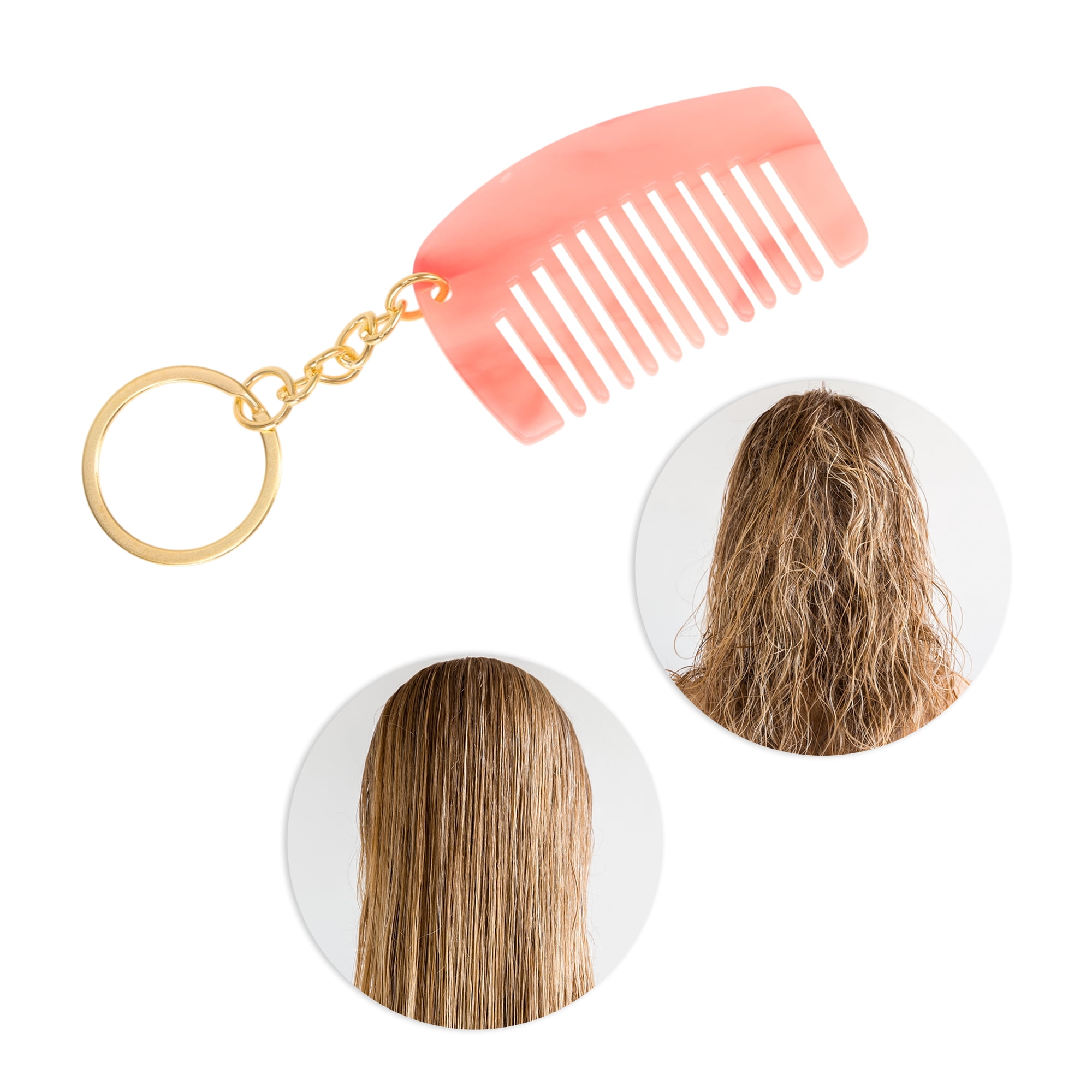 Unique Bargains 1 Pc Portable Mini Keychain Hair Comb for All Hair Types Styles Pink