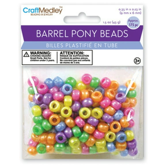 Multicraft Barrel Pony Beads, 9mm x 6mm, 175pk