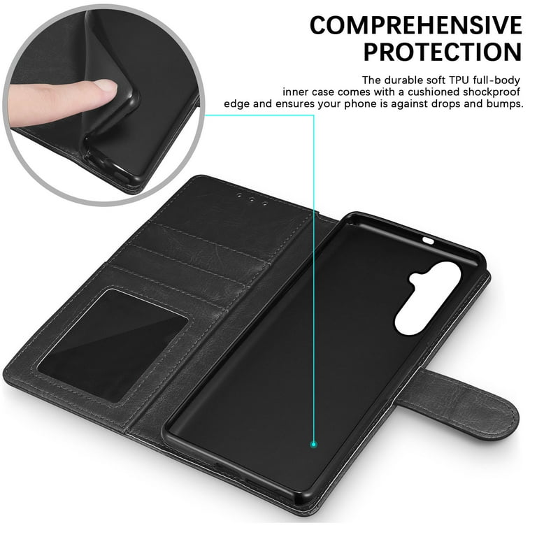 For Samsung Galaxy S24 Ultra Case With Wrist Strap, Shockproof With Card  Slot Pu Leather Compatible With Samsung Galaxy S24 Ultra