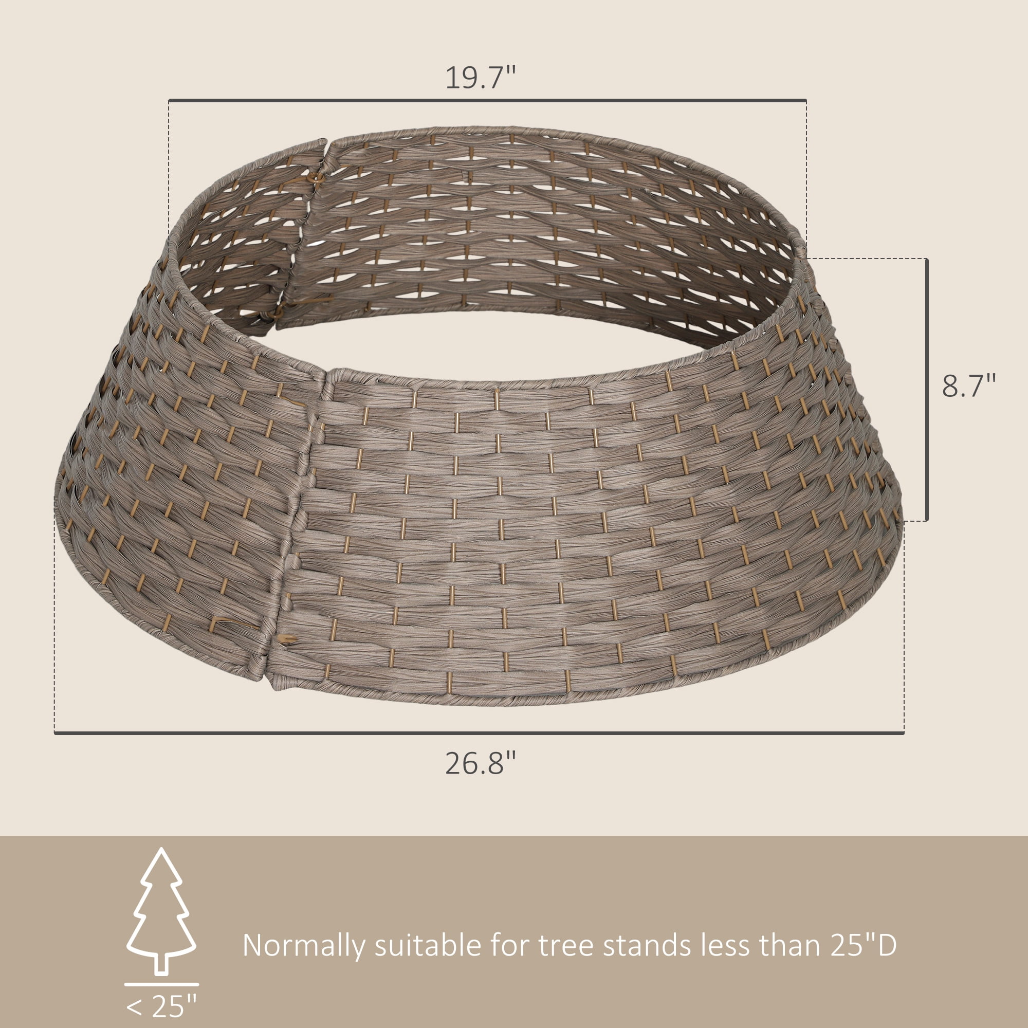Rustic Christmas Tree Collar 26.8 Inch Hand-Woven Design Natural Color Tree Stand Cover