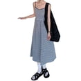 thumbnail image 2 of Vestidos A cuadros con tirantes finos para mujer, moda de verano, estilo francés, vestido informal de verano con tirantes finos para mujer, 2 of 8