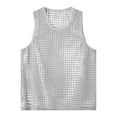 thumbnail image 7 of Men's Solid Color Mesh Hooded V Neck Hollow Thin Sleeveless Loose I Vest Top, 7 of 7