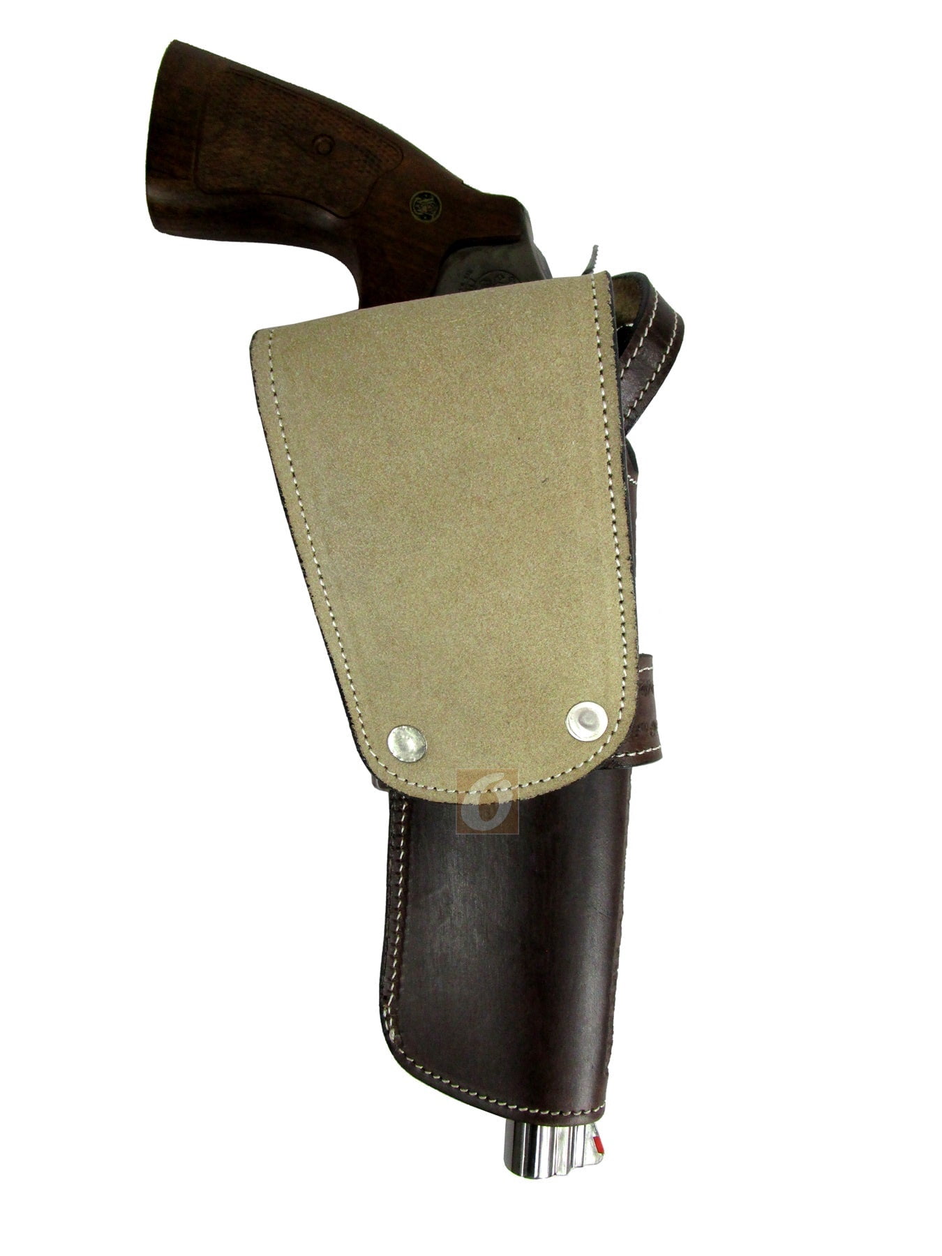 Leather Holster Basket Tooled Long Barrel Western Gun Cover Brown Color - Left Handed