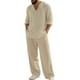 thumbnail image 2 of Blusas y camisas de manga larga con cuello en V para hombre, jersey informal con capucha, pantalones deportivos lisos de manga larga, chándal de dos piezas con cintura elástica, blusa y pantalón de po, 2 of 7