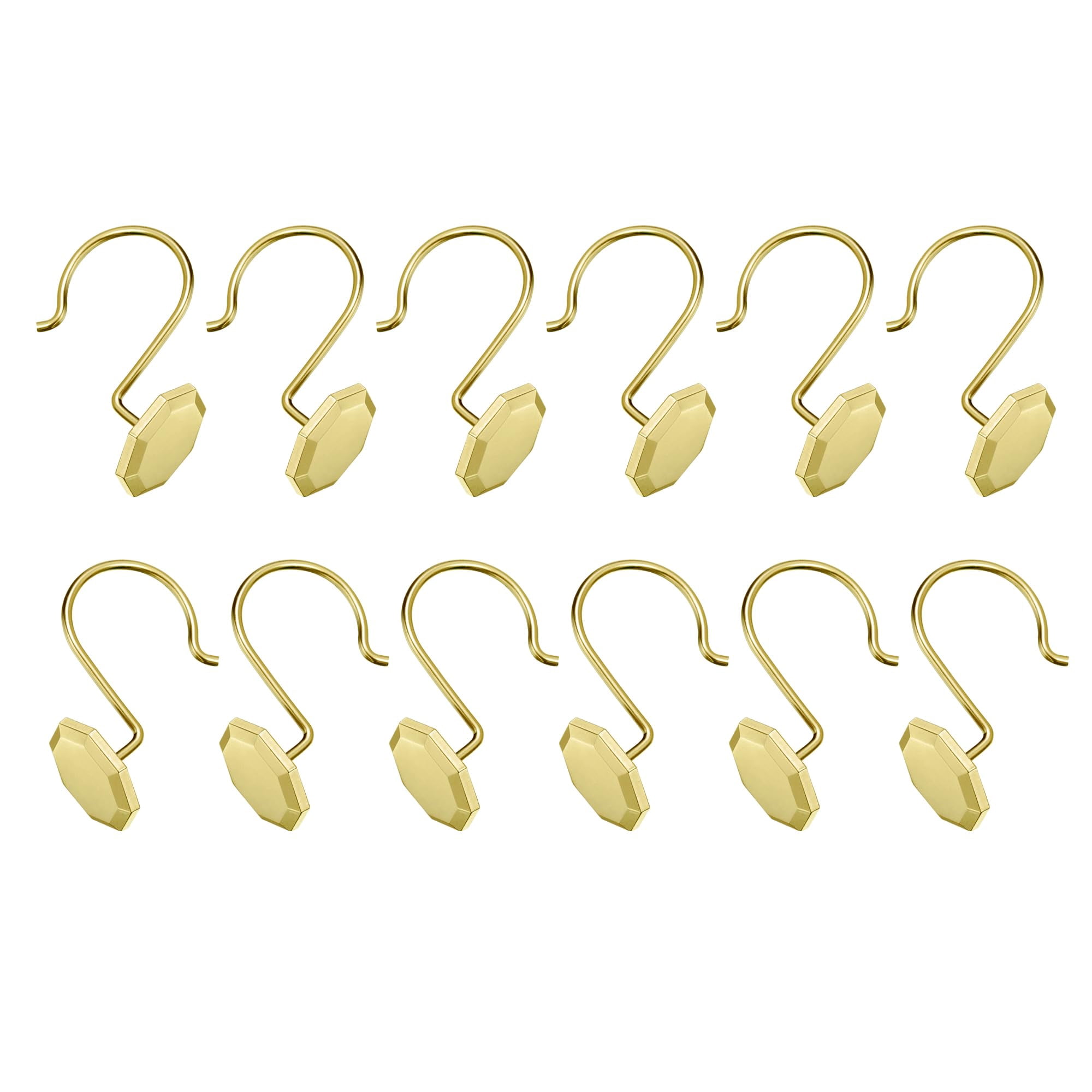 Utopia Alley HK27GD Rust Proof Zinc Shower Curtain Hooks Rings, Gold - Set of 12