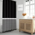 thumbnail image 2 of Seasonwood Black Shower Curtain White Striped with Black Tassels Polyester Bath Curtain with Hooks 72'' x 72'' Fabric, 2 of 8