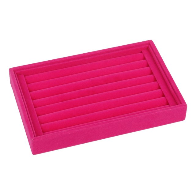 kurtrusly Stackable Jewelry Tray Multipurpose Portable Velvet for Rings Earring Bangle Flannel Pink 227x146x31mm 1Set