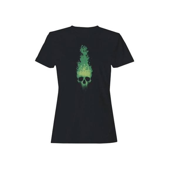 Fiery Green Skull Art Women's T-shirt