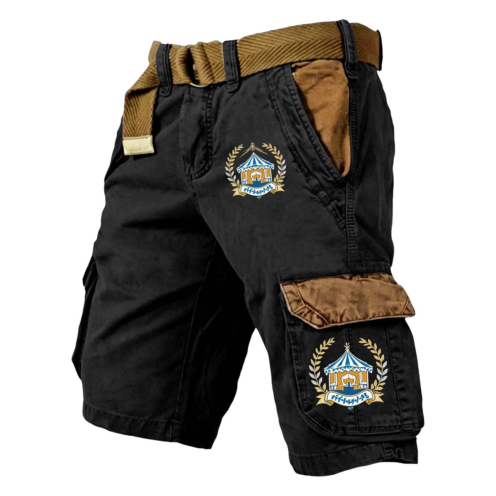 Byoo Utility Cargo Shorts for Tween Boy Printed Bavarian Bottoms Oktoberfest Holiday Bermudas