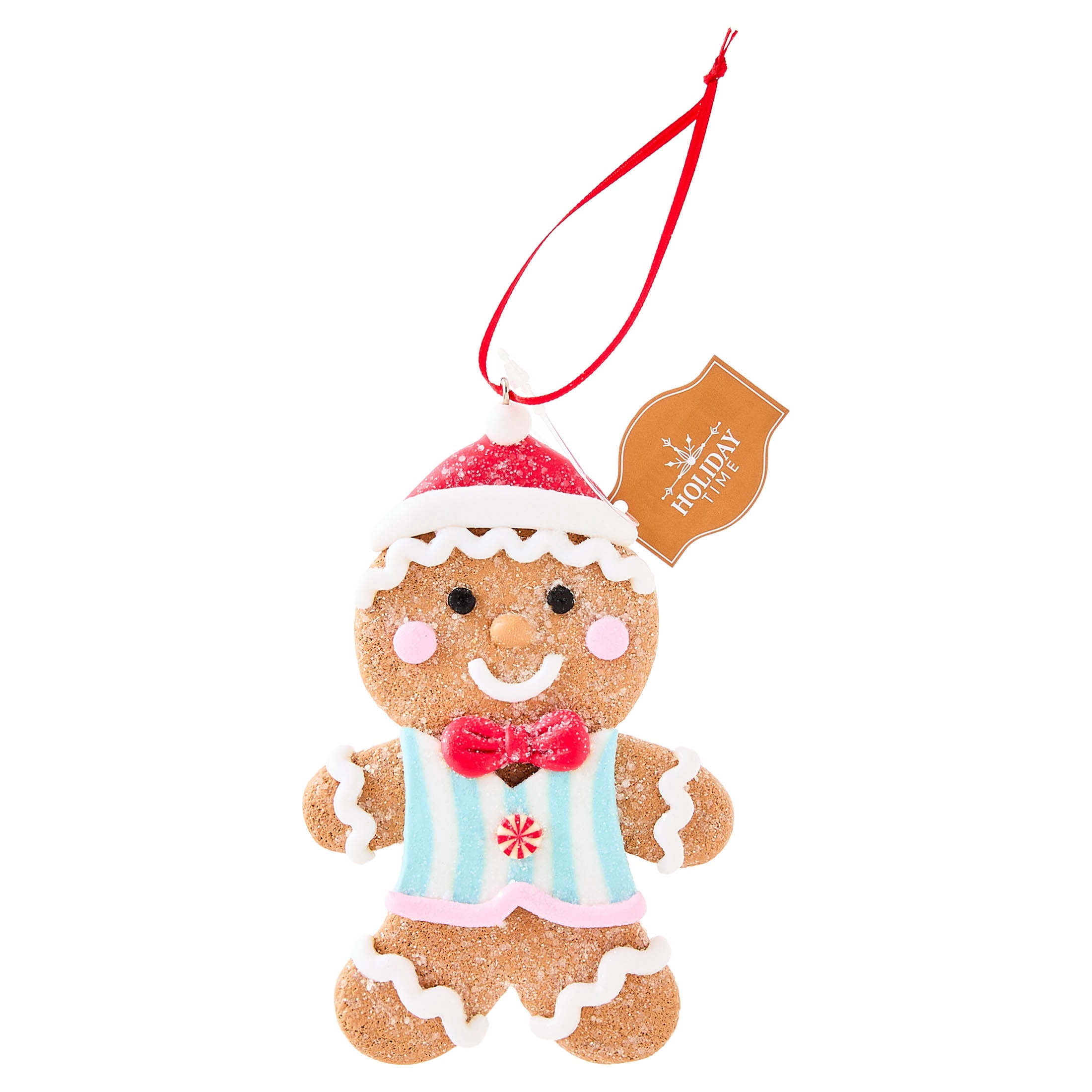 Multicolor Clay Dough Gingerbread Boy with Hat Christmas Ornament, 4.5", by Holiday Time