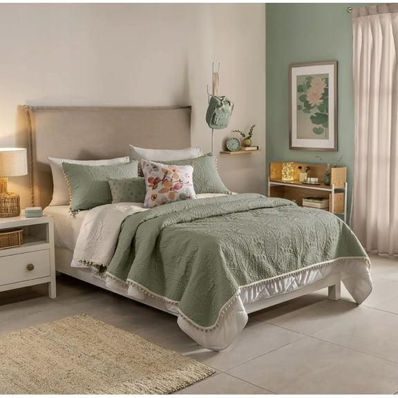 JADE ULTRA SLIM EMBROIDERY REVERSIBLE COMFORTER SET 5 PCS CALIFORNIA KING SIZE MADE IN MEXICO