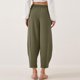 thumbnail image 4 of Pantalones harem casuales con cintura elástica y cordón para mujer - Poliéster, tallas grandes, 4 of 6