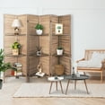 thumbnail image 2 of Hofitlead 6 Panel Room Divider with Shelves, 5.6Ft Tall Room Dividers and Folding Privacy Screens, Freestanding Wooden,Brown, 2 of 8