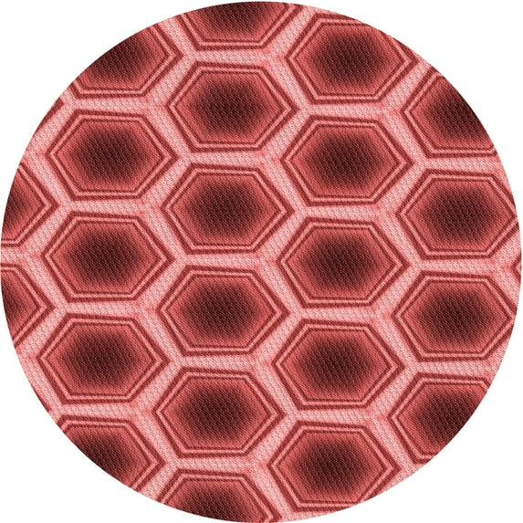 Ahgly Company Indoor Round Patterned Bean Red Area Rugs, 6' Round