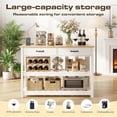 thumbnail image 6 of Magic Union Kitchen Island with Power Outlets, 47 Inches Width Kitchen Shelf with Large Worktop, Wooden Island Counter with Shelves, 2 Drawers, and 4 Hooks for Living Room, White and Natural, 6 of 7