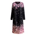 thumbnail image 4 of Robes pour Femmes Mode Décontractée Imprimée Col Boutonné Manches Longues avec Poches Noir L, 4 of 4